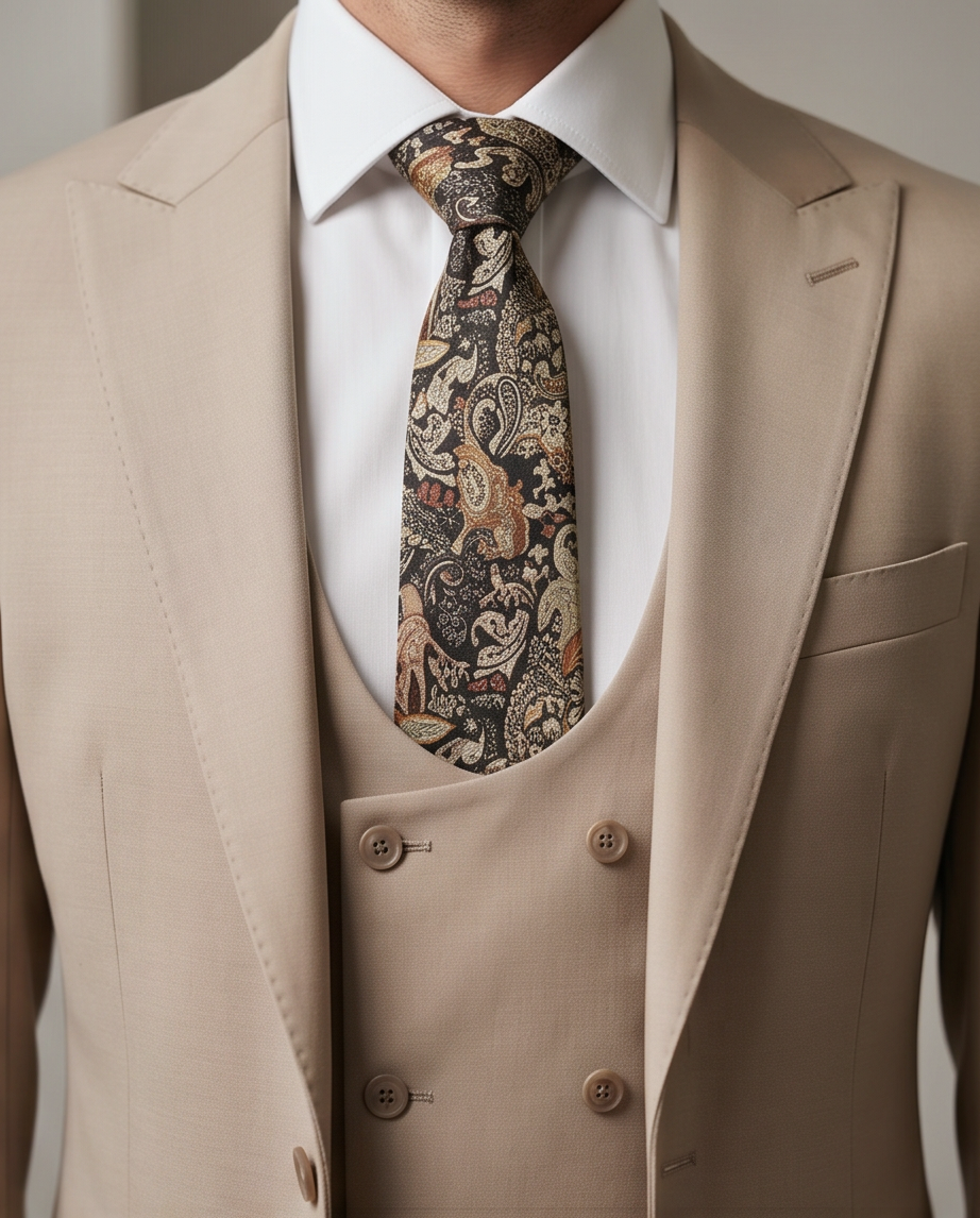 The Kensington Tailored 3-Piece Wool-Blend Suit – Sand Beige