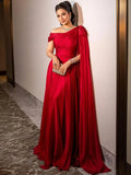 Sharon Said Dubai Red Off Shoulder Elegant Evening Dress with Bow Cape for Women Wedding Formal Gown SF488 Customized