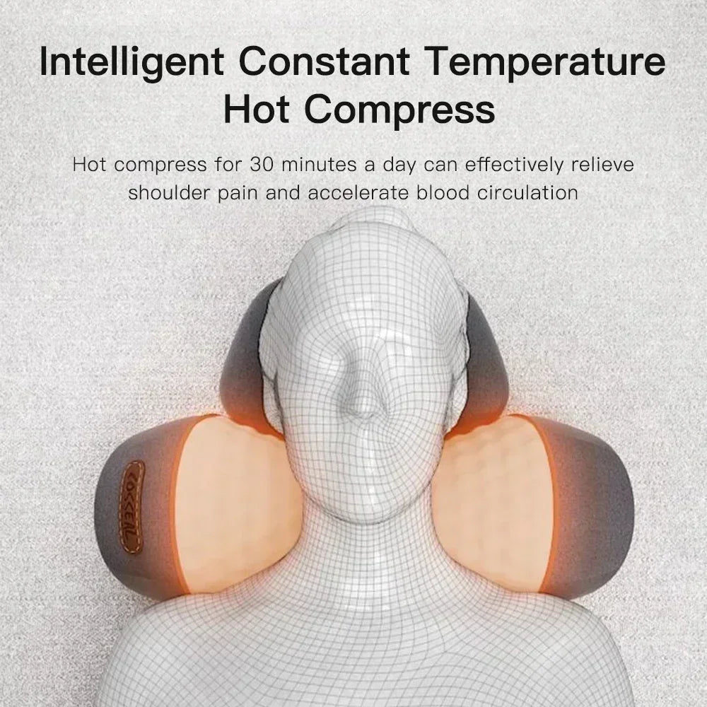 Electric Cervical Massage Pillow Heated Neck & Spine Support Grey