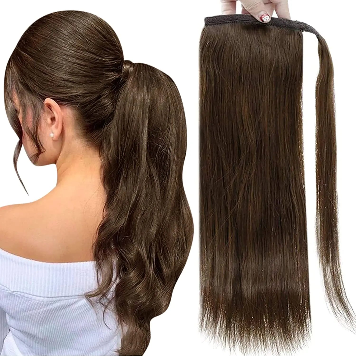 Full Shine Ponytail Extension Highlighted Bleach Blonde Ponytail Human Hair Clip in Ponytail Hair Extensions
