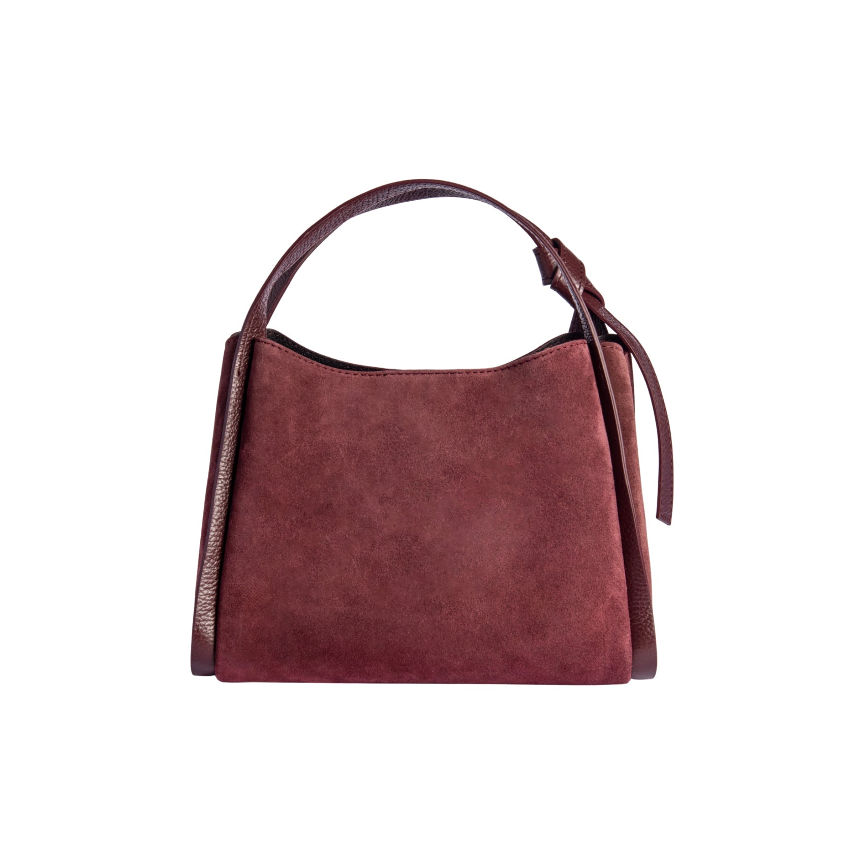 RB1035X | ALICE Women's Handbag in Genuine Suede, Made in Italy. Polished Gold Metal Accessories. Bordeaux Color. Dimensions: 26 x 20 x 15 + 12 cm (Handle Drop)