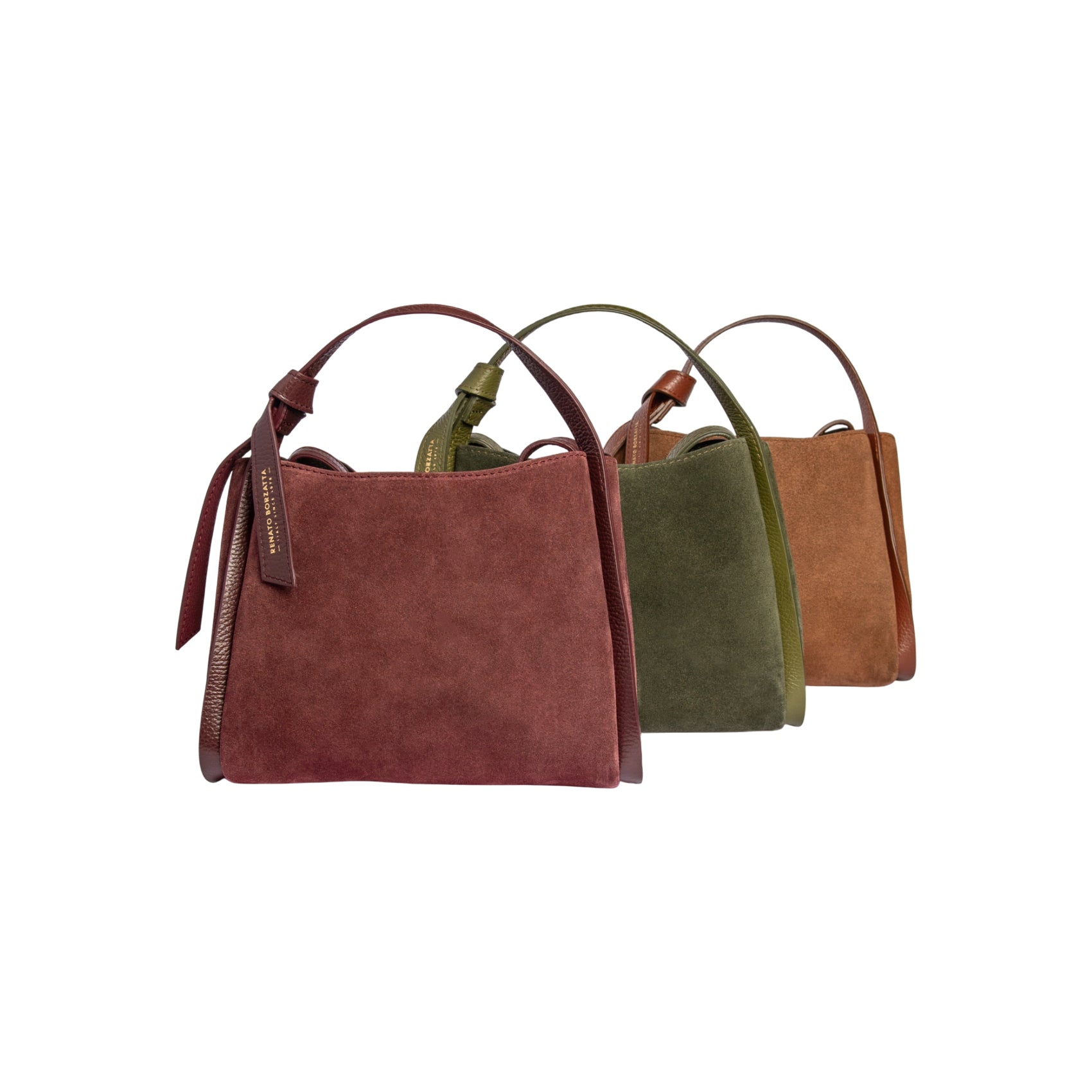 RB1035X | ALICE Women's Handbag in Genuine Suede, Made in Italy. Polished Gold Metal Accessories. Bordeaux Color. Dimensions: 26 x 20 x 15 + 12 cm (Handle Drop)