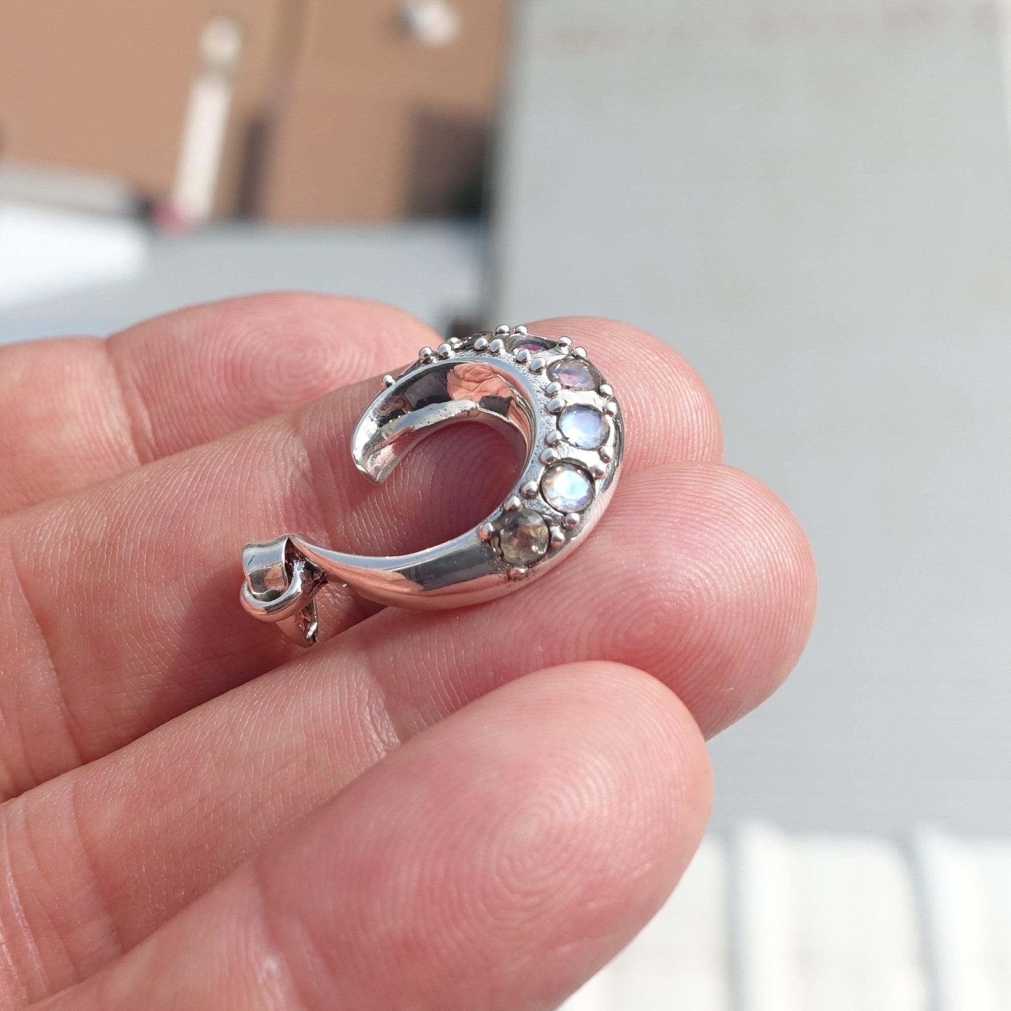 Natural Moonstone Pendant, Sterling Silver Pendant, Fantasy pendant, 7 Moonstone Pendant, round Moonstones, moonstone necklace