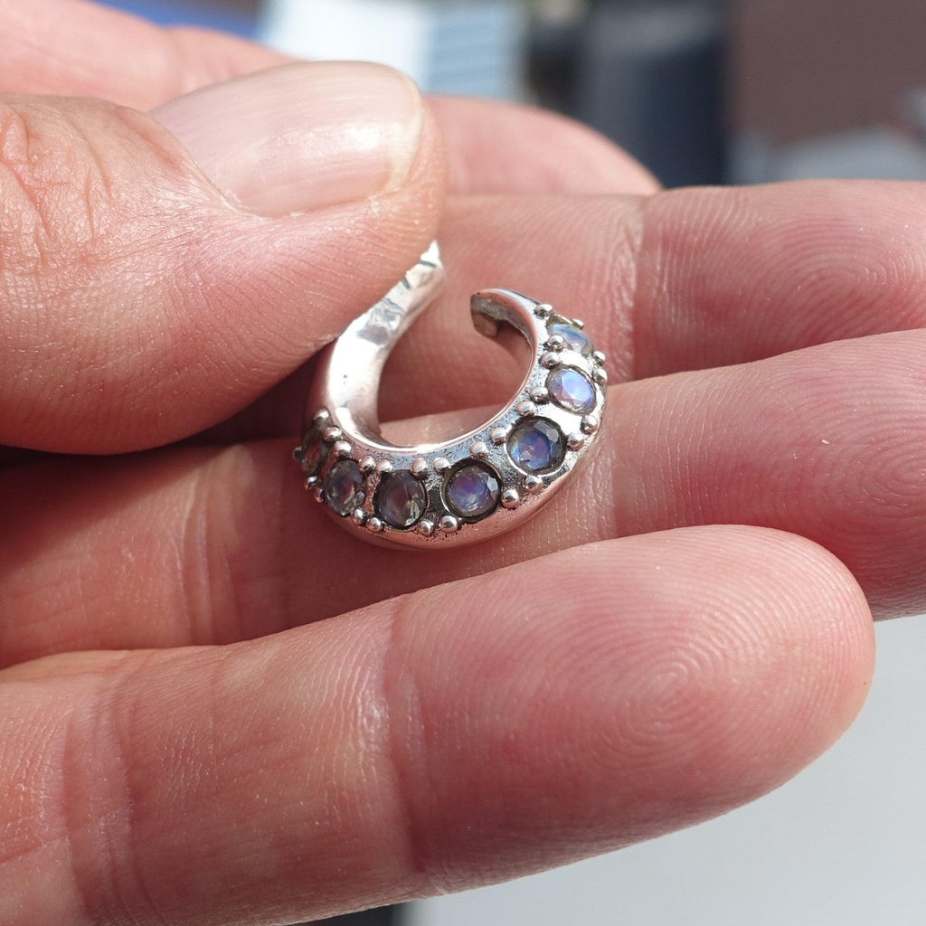 Natural Moonstone Pendant, Sterling Silver Pendant, Fantasy pendant, 7 Moonstone Pendant, round Moonstones, moonstone necklace