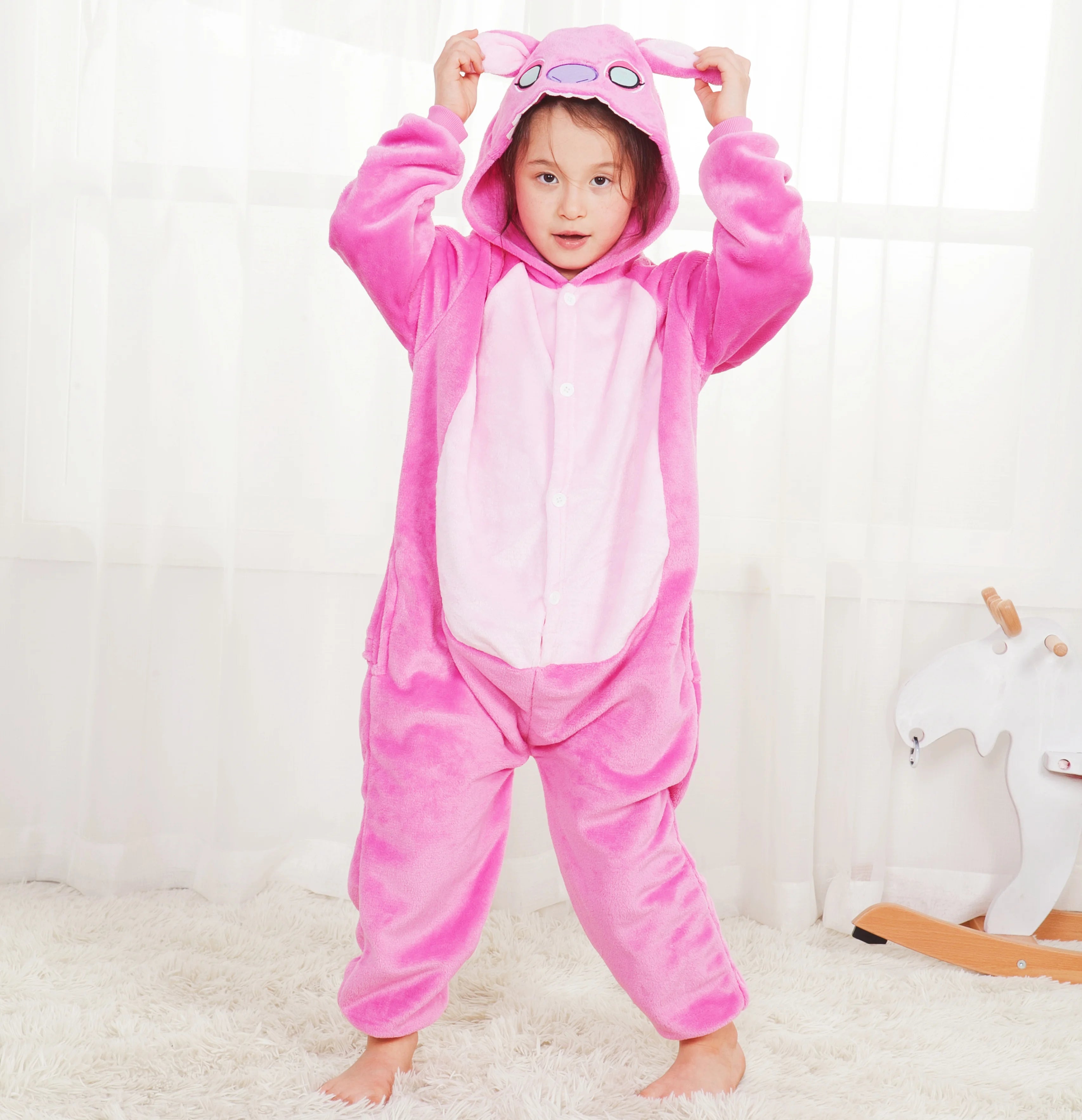 Kigurumi Stitch Cartoon Onesies Kids Children Animal Pajamas Jumpsuits Girls Boys Anime Cosplay Costumes For Christmas Halloween