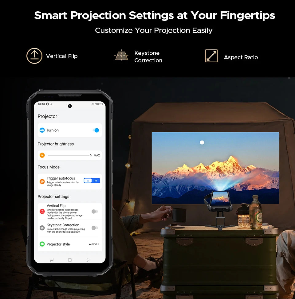 World Premiere DOOGEE V Max Play 5G Projector Rugged Phone 20500mAh Dual Camping Lights Dimensity 7300 16GB+512GB NFC Smartphone
