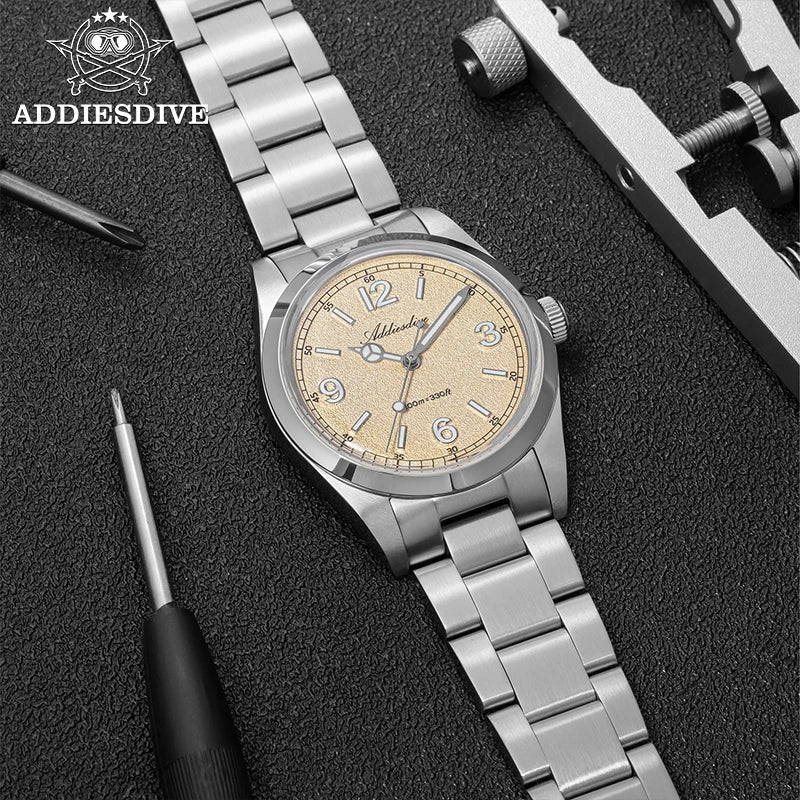 ADDIESDIVE 36mm Top Brand Men's Luxury Watch 316L Stainless Steel Reloj Hombre 100m Waterproof Quartz Watches AD2518