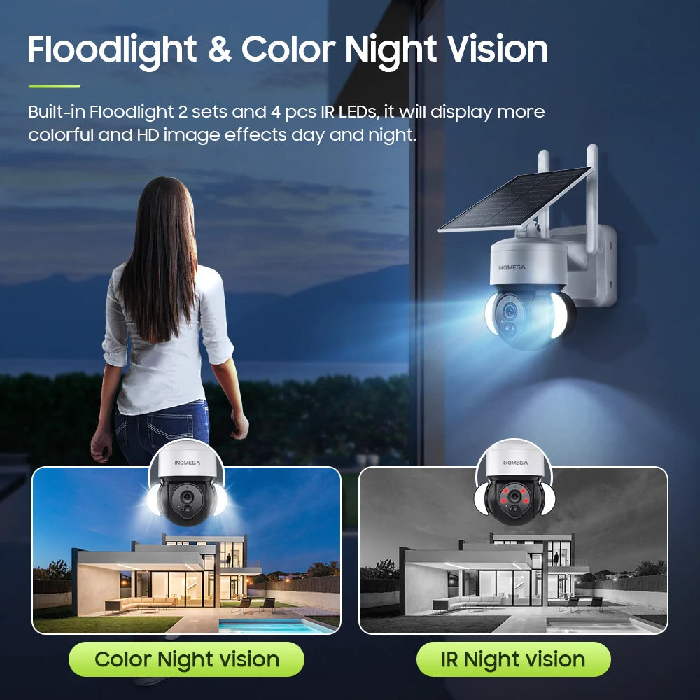 INQMEGA 4G SIM Solar Battery Camera Mini IP Camera Battery Mini Video Record IR Night Surveillance WiFi Security CCTV Camera