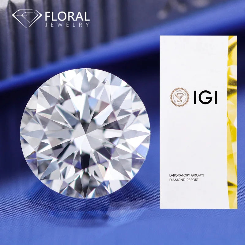 IGI Certificates Diamonds Lab Grown CVD HPHT Diamond 1 ct 0.3ct 0.5ct 1.5ct 2ct 3ct VVS1 Round Loose Stones For Custom Jewelry