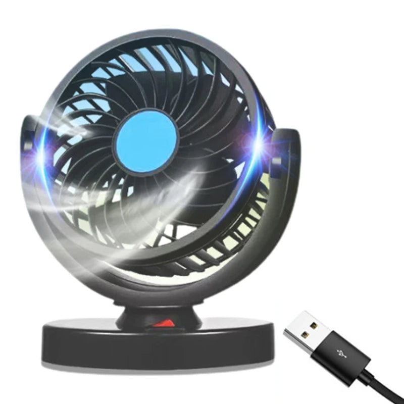 Car Fan 5V/24V/USB Portable Suction Cup Auto Cooler 360 Degree Adjustable Car Dashboard Fan