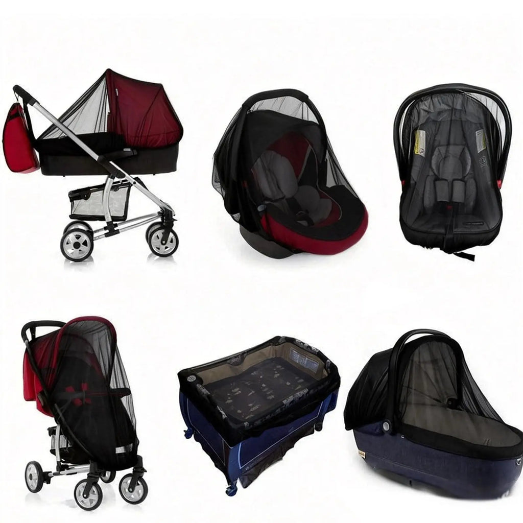 Universal Full-Cover Stroller Mosquito Net, Stretchable Breathable Mesh Sunshade Windshield for Baby Stroller
