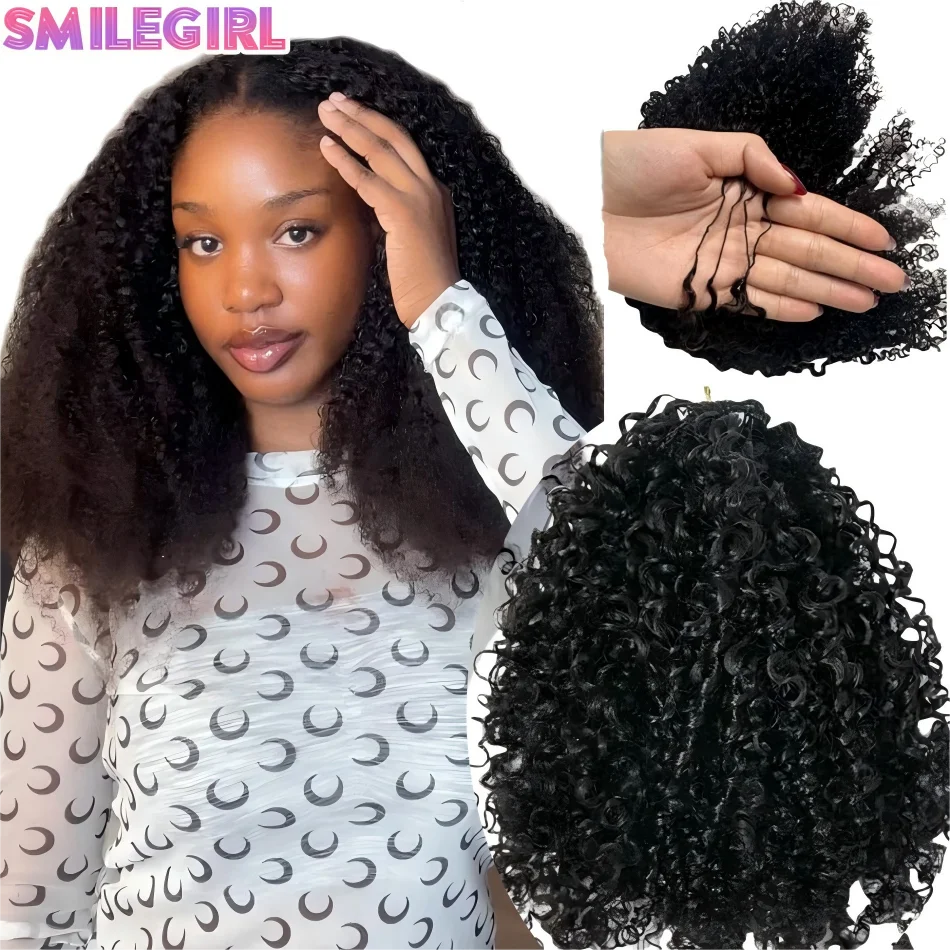 Kinky Curly Crochet Human Hair Wigs 120G Feather Miracle Knots Knotless Invisible Pre Looped Burmese Curly Deep Wave Extensions