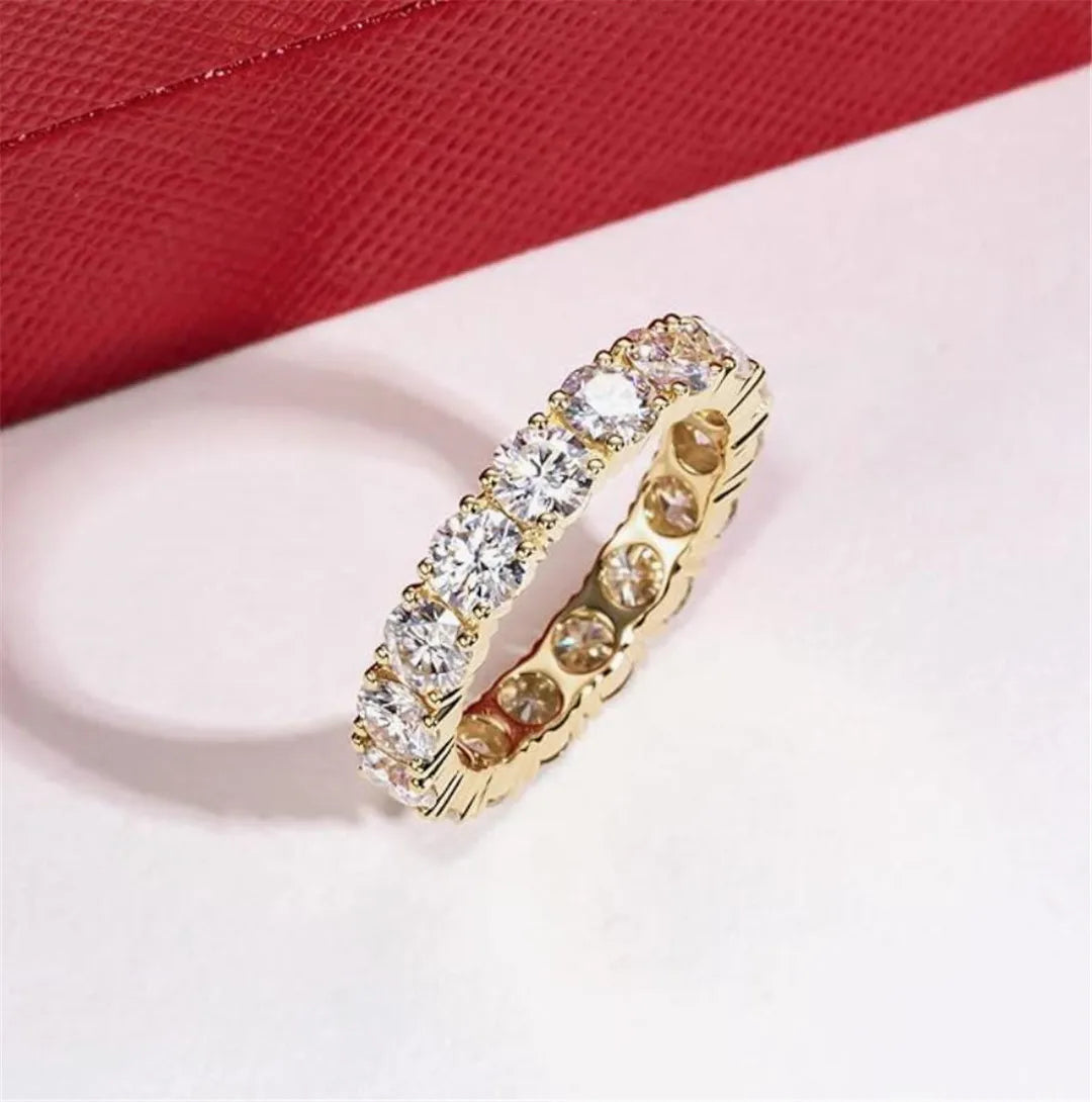 Eternity Ring, 4.5-5cttw D Color Lab Grown Created Diamond 14k Solid Real White Gold/Yellow Gold Eternity Wedding Band Ring for