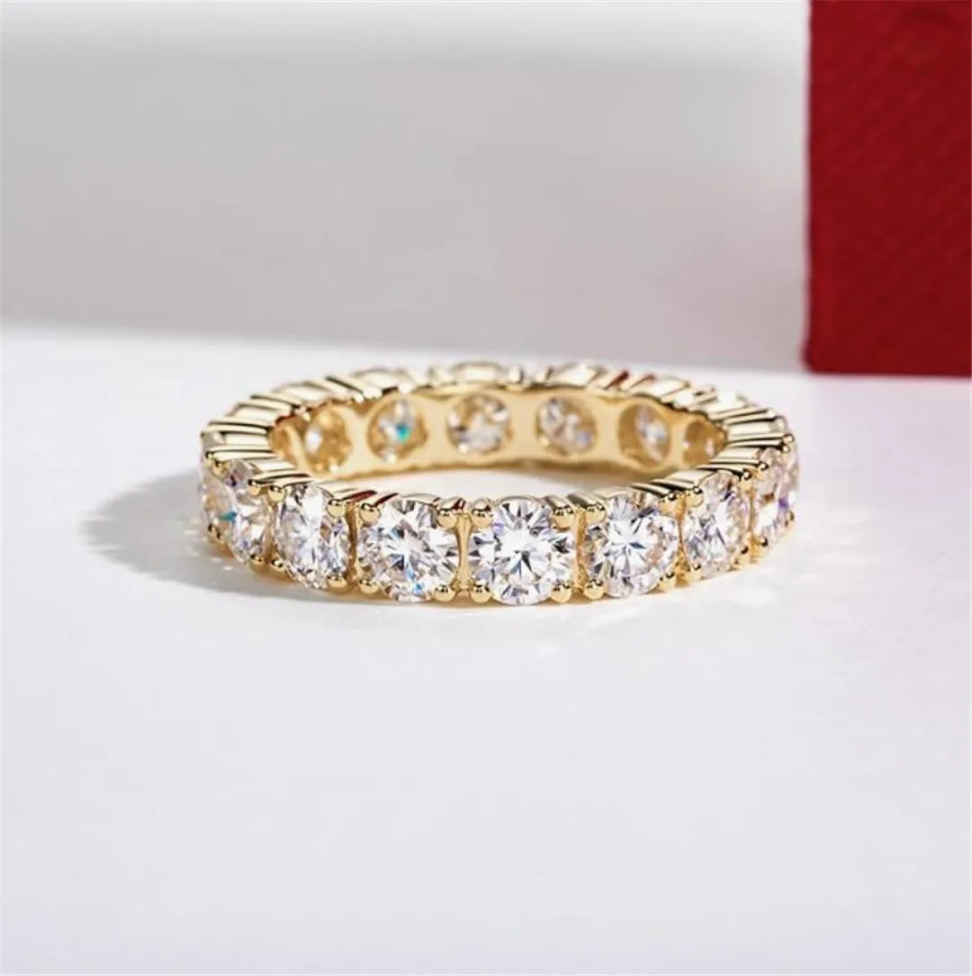 Eternity Ring, 4.5-5cttw D Color Lab Grown Created Diamond 14k Solid Real White Gold/Yellow Gold Eternity Wedding Band Ring for