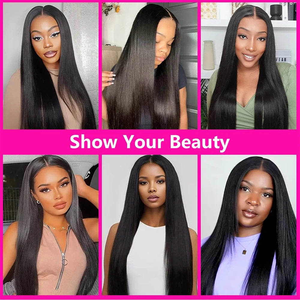 Bone Straight V Part Human Hair Wig For Women 200 Density Wear To Go Natural Colored Upgrade Glueless U Part Wigs Human Hair