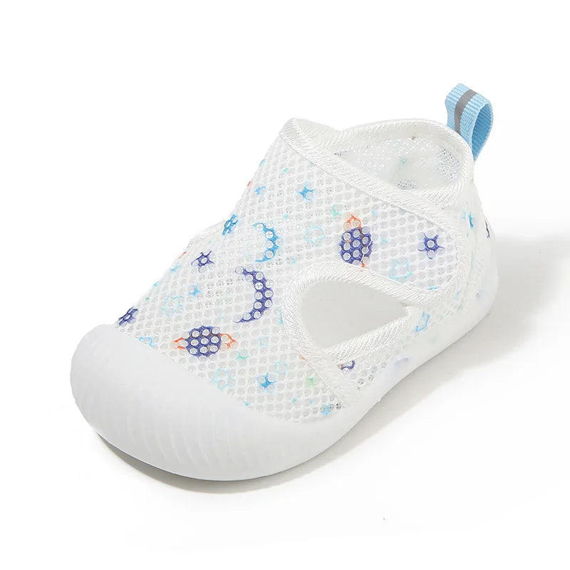 Summer Kids Mesh Breathable Shoes Baby Anti-collision Soft Sole First Walker Unisex Lightweight Velcro Casual Sandals