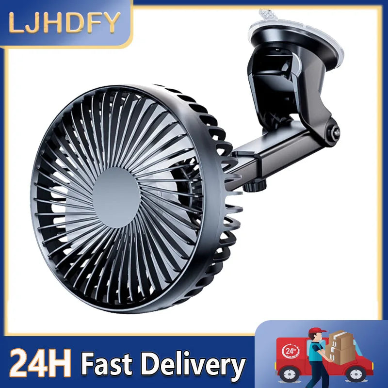 Car Fan 5V/24V/USB Portable Suction Cup Auto Cooler 360 Degree Adjustable Car Dashboard Fan