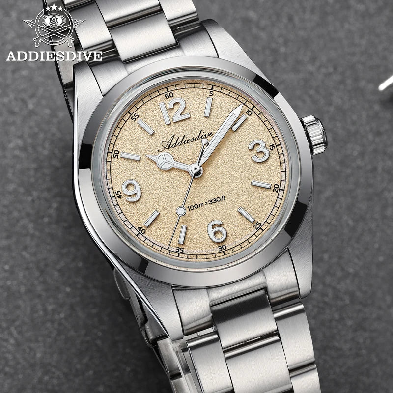 ADDIESDIVE 36mm Top Brand Men's Luxury Watch 316L Stainless Steel Reloj Hombre 100m Waterproof Quartz Watches AD2518