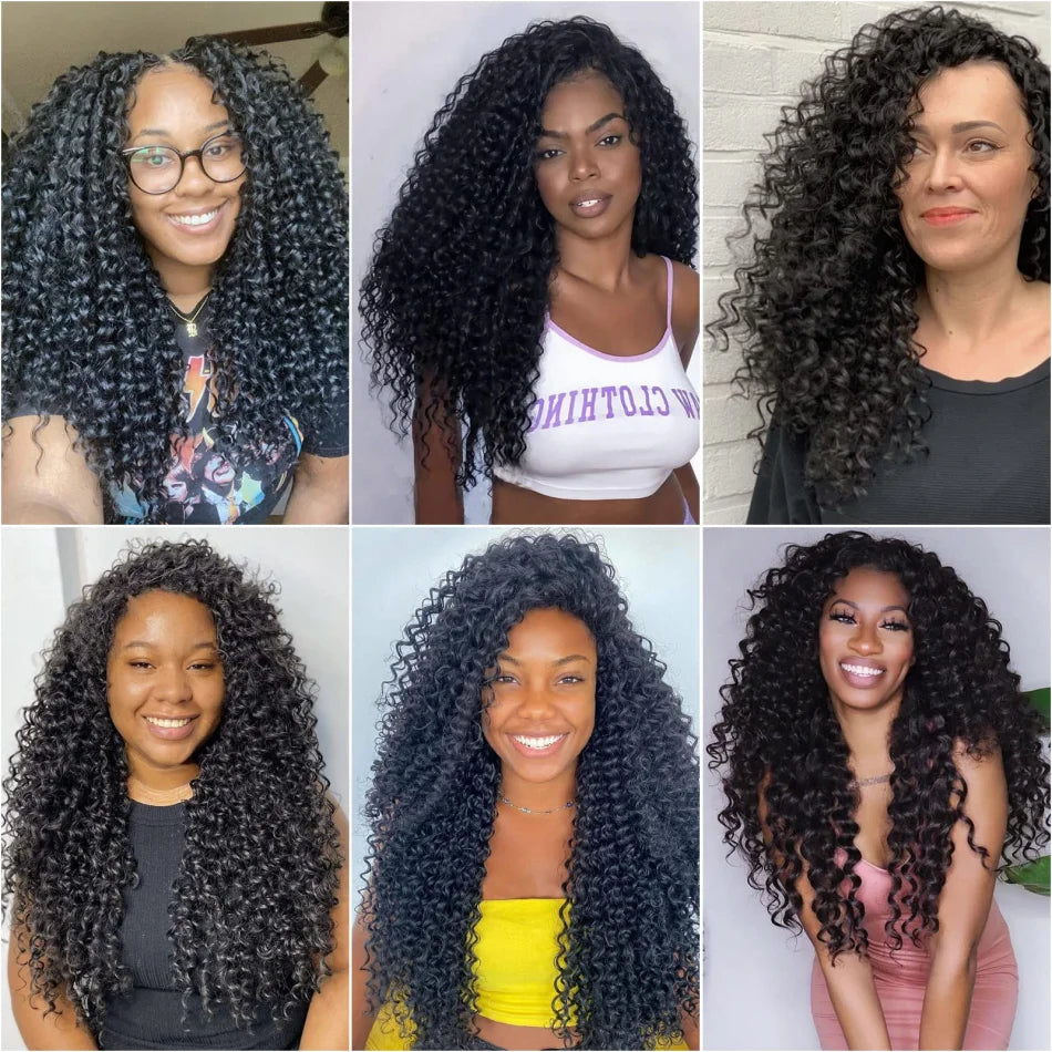 Kinky Curly Crochet Human Hair Wigs 120G Feather Miracle Knots Knotless Invisible Pre Looped Burmese Curly Deep Wave Extensions