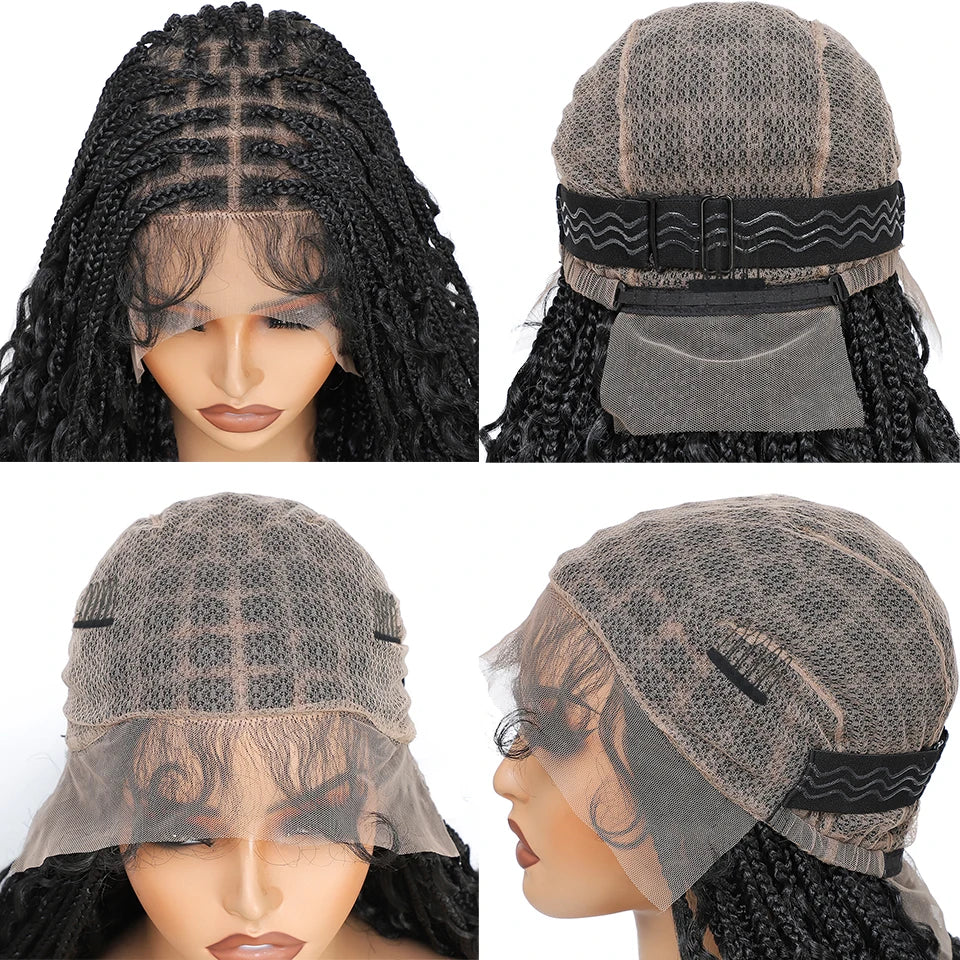 Ombre Boho Knotless Braided Wigs for Black Women 1B T30 Colors Bohemian Box Braids Wigs Perruques Tresses Africaines Naturelles