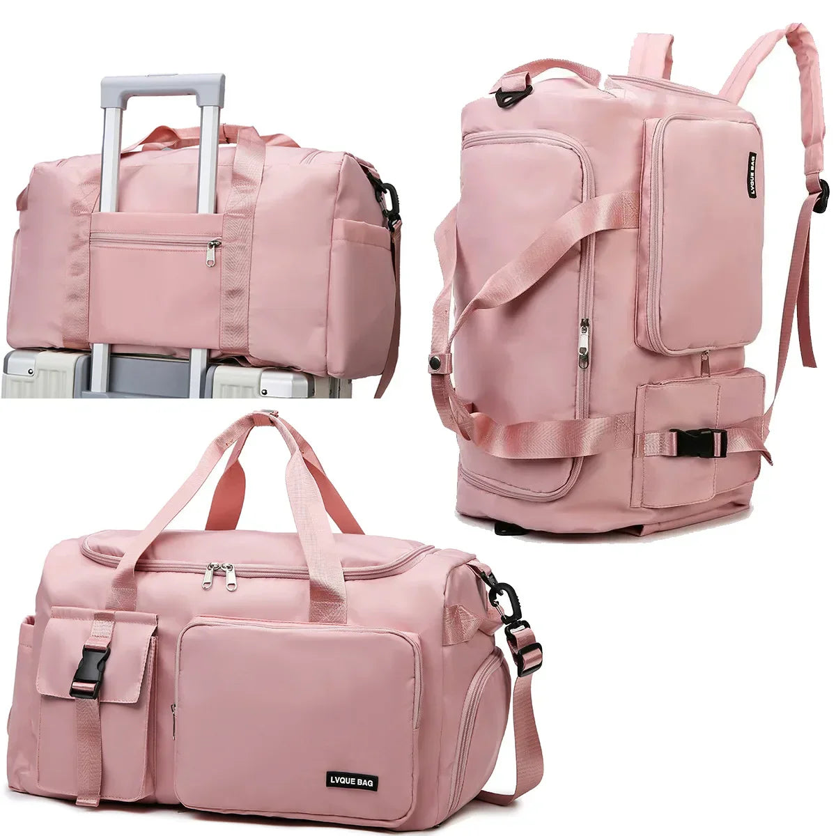 Travel Handbag Dry And Wet Separation Convertible Design Pink