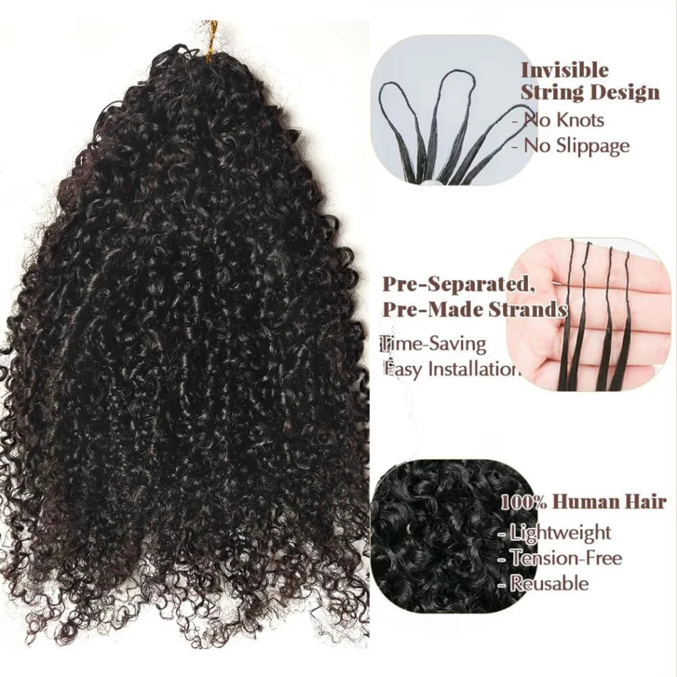 Kinky Curly Crochet Human Hair Wigs 120G Feather Miracle Knots Knotless Invisible Pre Looped Burmese Curly Deep Wave Extensions
