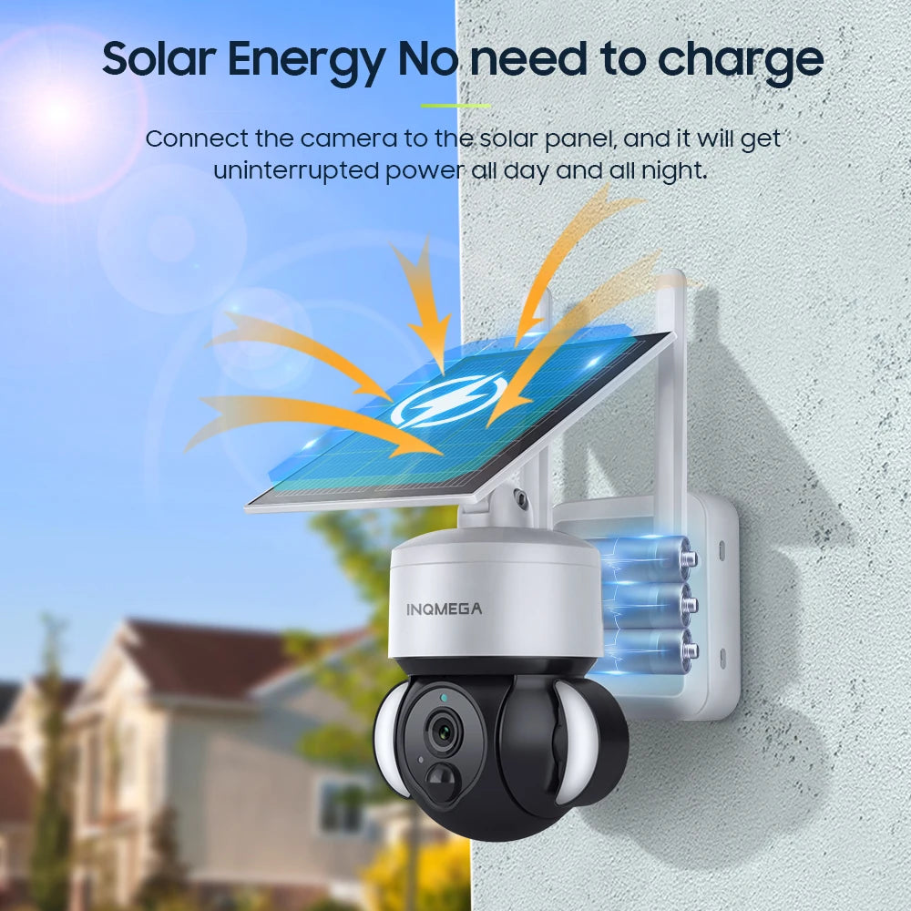 INQMEGA 4G SIM Solar Battery Camera Mini IP Camera Battery Mini Video Record IR Night Surveillance WiFi Security CCTV Camera
