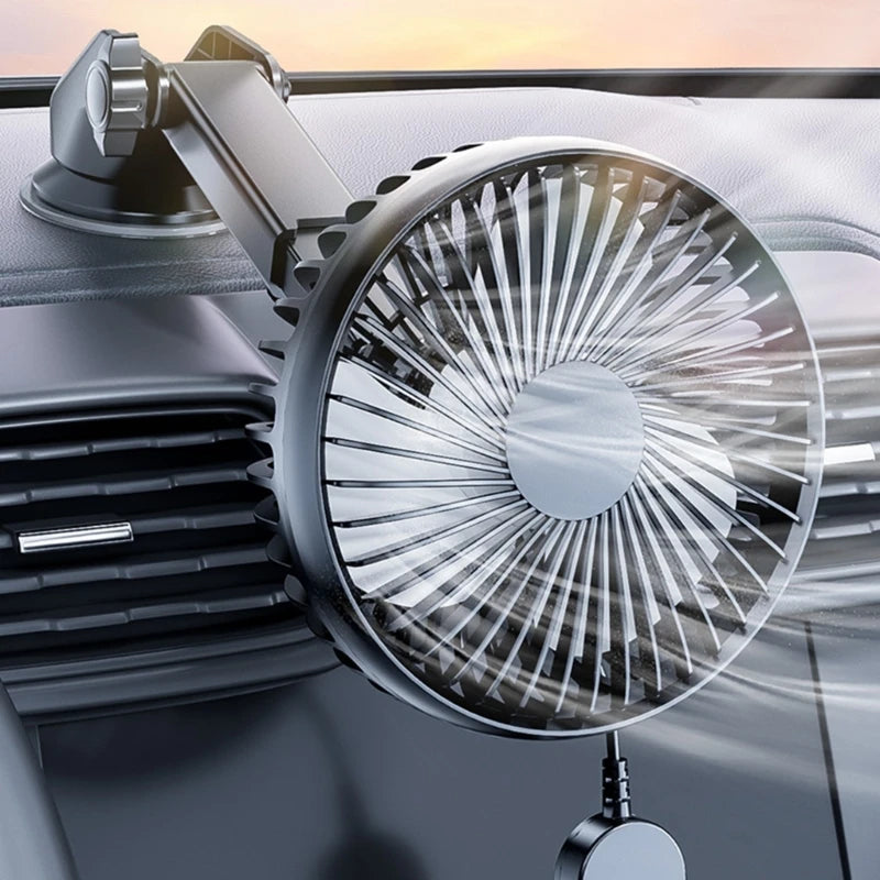Car Fan 5V/24V/USB Portable Suction Cup Auto Cooler 360 Degree Adjustable Car Dashboard Fan