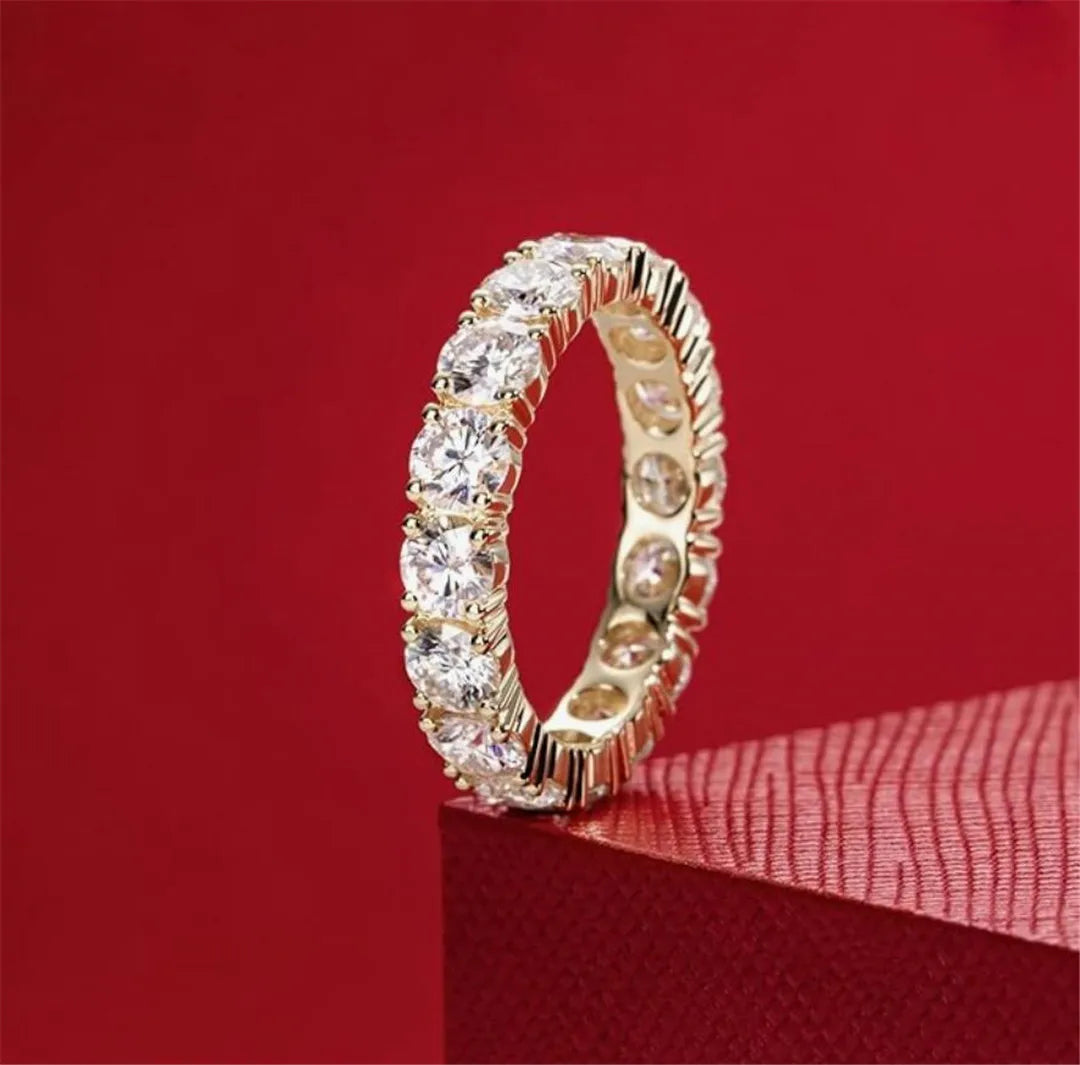 Eternity Ring, 4.5-5cttw D Color Lab Grown Created Diamond 14k Solid Real White Gold/Yellow Gold Eternity Wedding Band Ring for