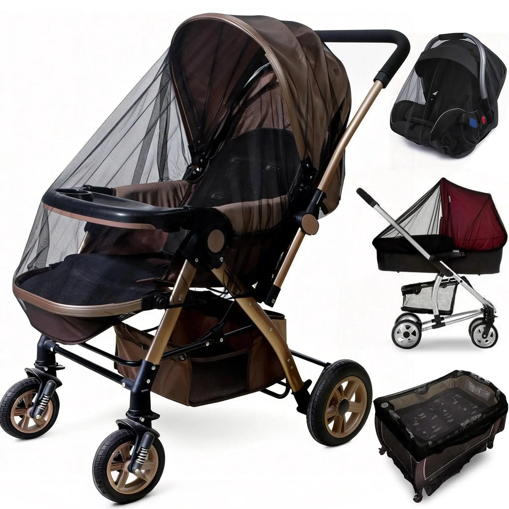 Universal Full-Cover Stroller Mosquito Net, Stretchable Breathable Mesh Sunshade Windshield for Baby Stroller