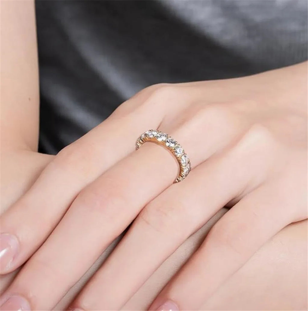 Eternity Ring, 4.5-5cttw D Color Lab Grown Created Diamond 14k Solid Real White Gold/Yellow Gold Eternity Wedding Band Ring for