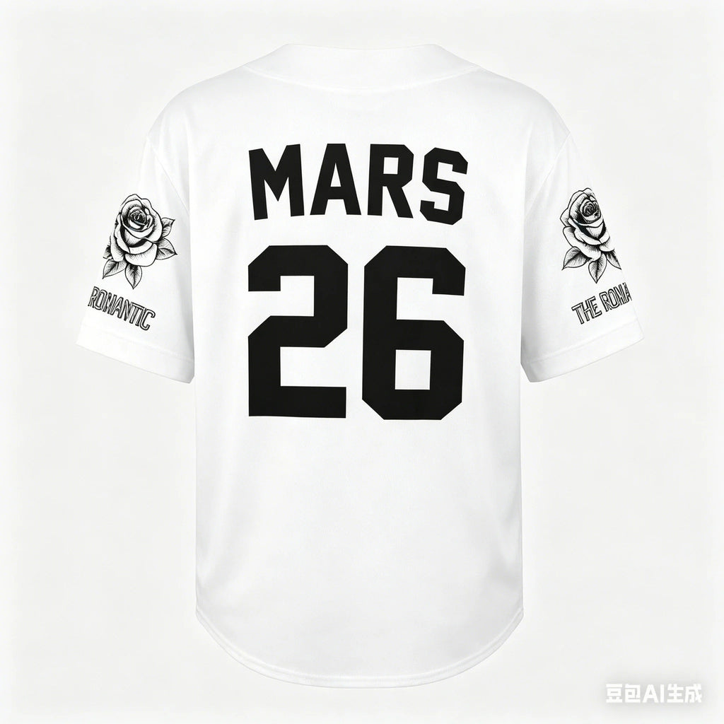 The Romantic Tour 2026 Baseball Jersey Bruno Mars Inspired Concert Tee Rose Print Casual T-shirt For Fans Kids Adults