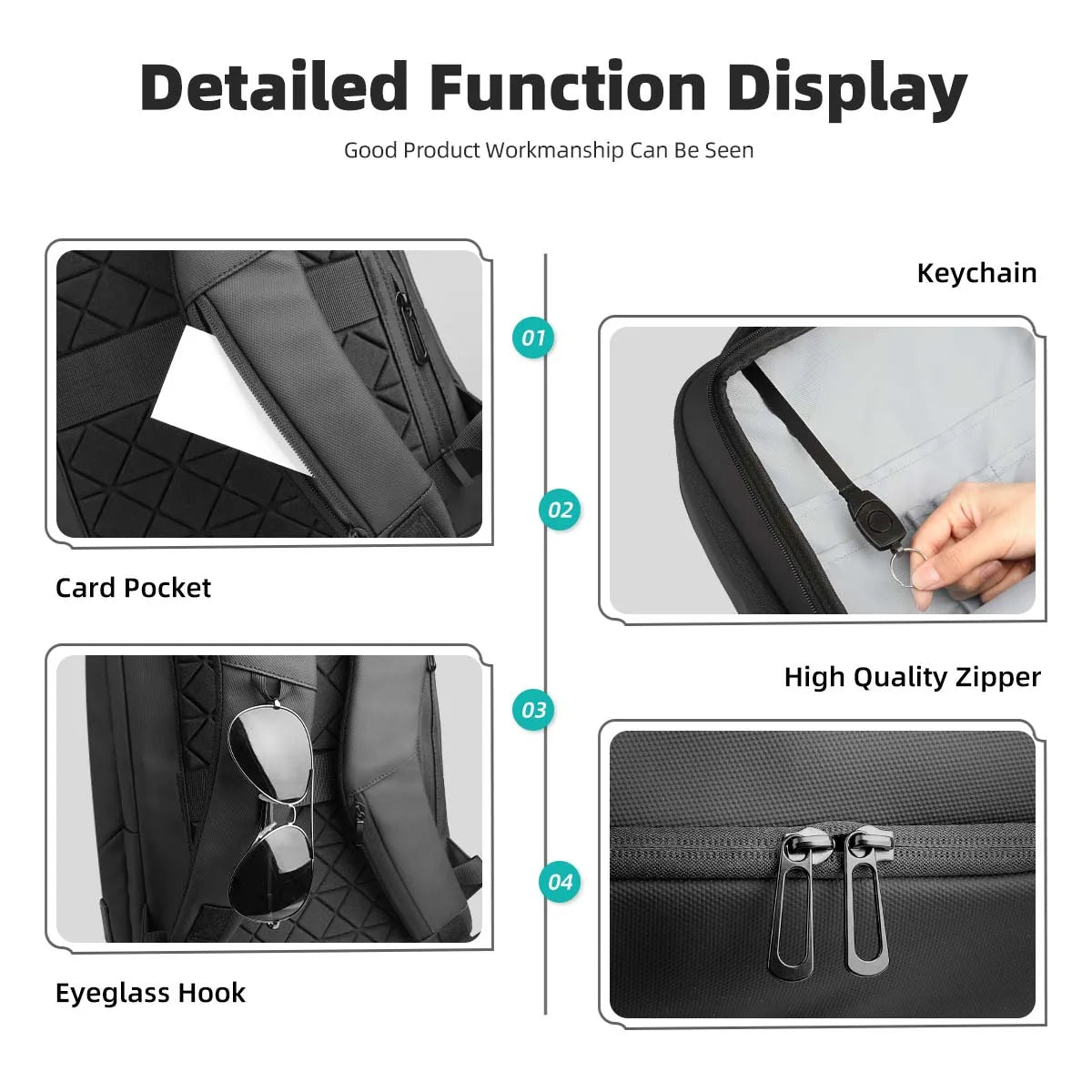 15.6-Inch Travel Laptop Backpack Dark Grey