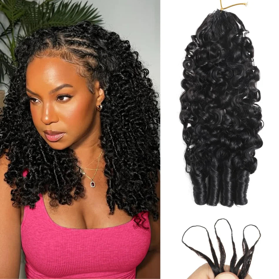 Kinky Curly Crochet Human Hair Wigs 120G Feather Miracle Knots Knotless Invisible Pre Looped Burmese Curly Deep Wave Extensions