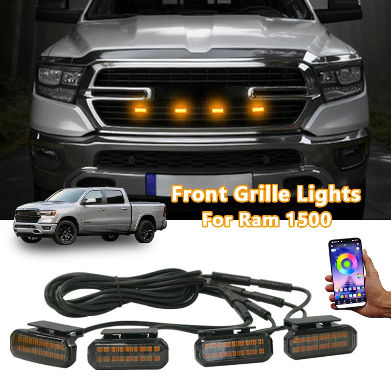 Beusfirts LED Front Grille Light FOR RAM 1500 Accessories Car Daytime Running Light Wheel Eyebrow Lamp For Pickup Offroad 12V