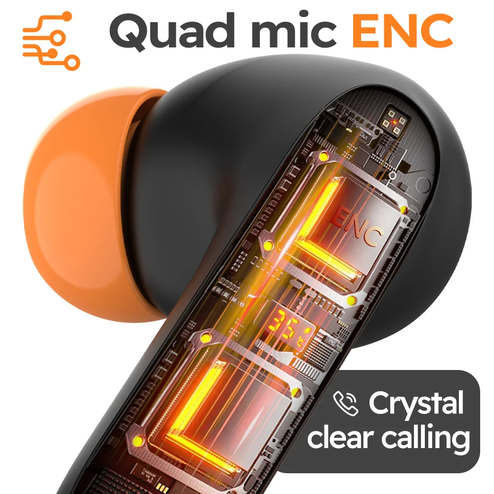 TWS Wireless Bluetooth Earphones Bluetooth 5.4 Ultra-low Latency Dual Microphone ENC Noise Cancelling in Ear Bluetooth Earphones