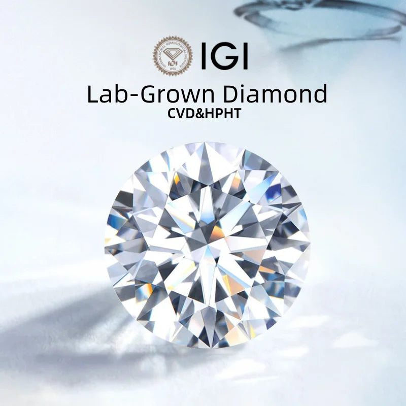 IGI Certificates Diamonds Lab Grown CVD HPHT Diamond 1 ct 0.3ct 0.5ct 1.5ct 2ct 3ct VVS1 Round Loose Stones For Custom Jewelry