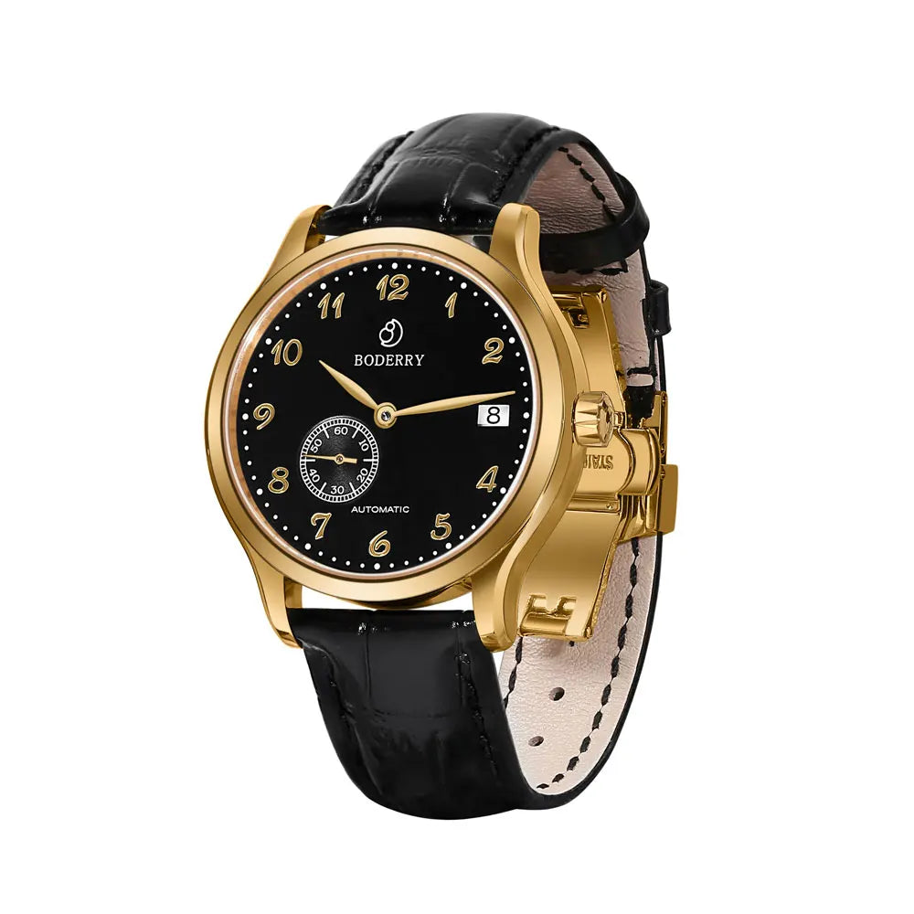 BODERRY Mens Micro-rotor Automatic Dress Watches Waterproof Stainless Steel Mechanical Business Wrist Watch for Men,Sapphire