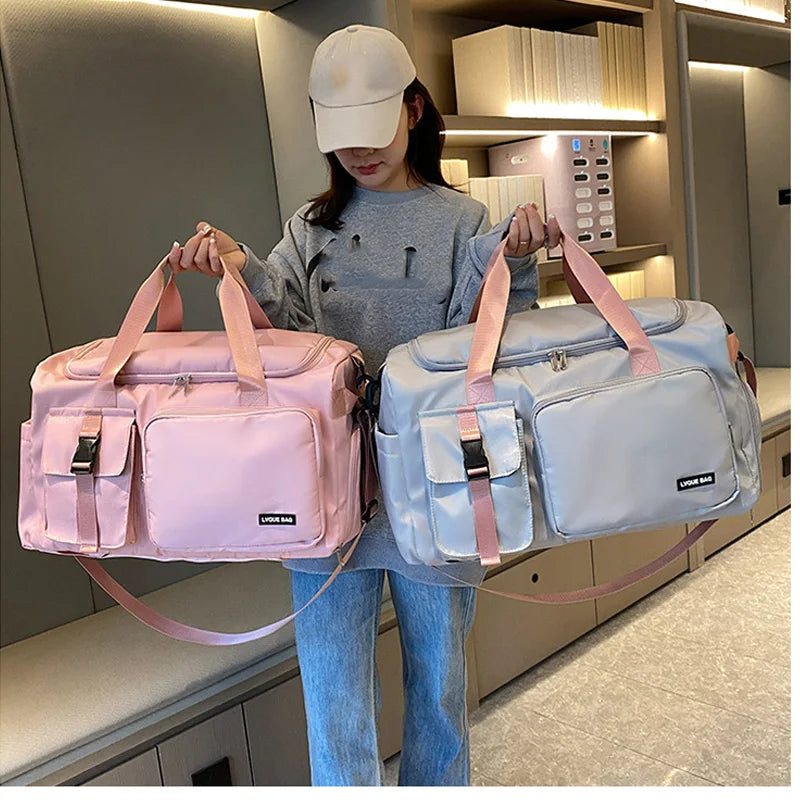 Travel Handbag Dry And Wet Separation Convertible Design Pink