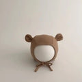 Spring Autumn Baby Bear Ear Bonnet Hat Cotton Strappy Hat for 0-12M Infant Protection Cap Earflap Beanie