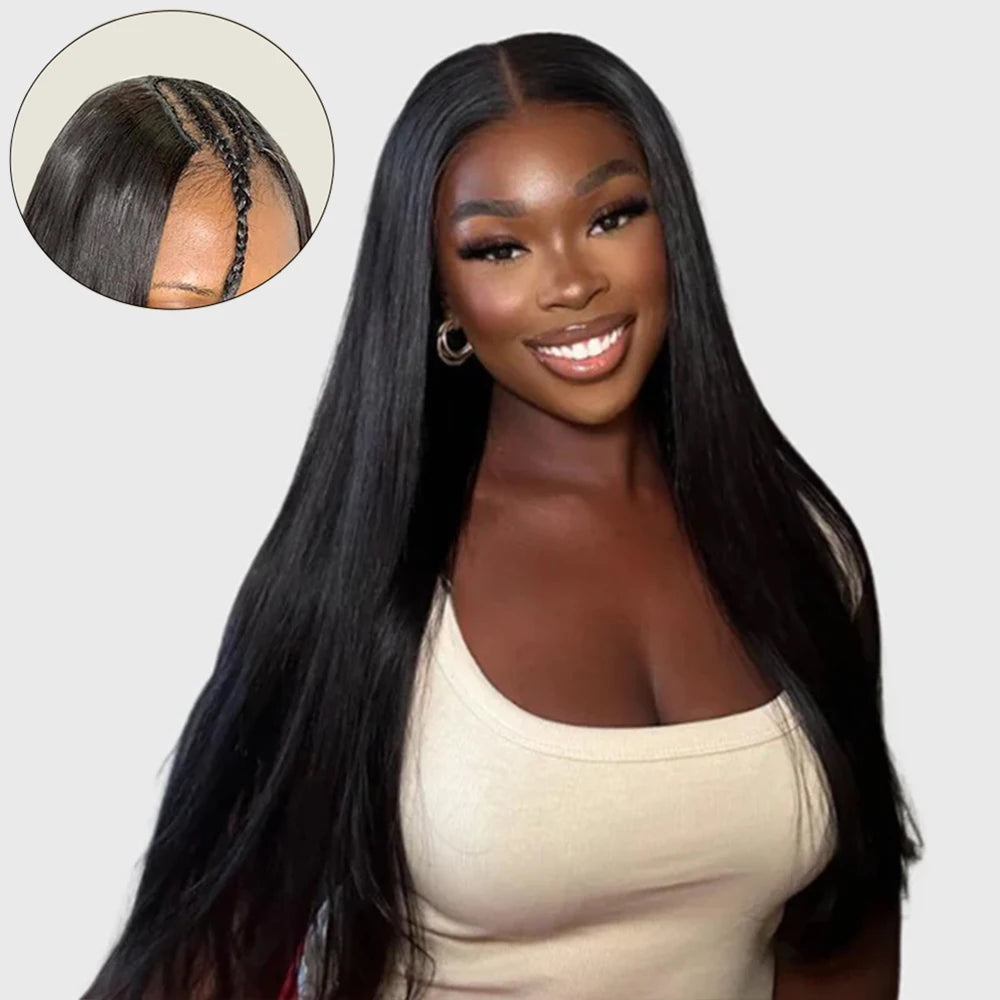 Bone Straight V Part Human Hair Wig For Women 200 Density Wear To Go Natural Colored Upgrade Glueless U Part Wigs Human Hair