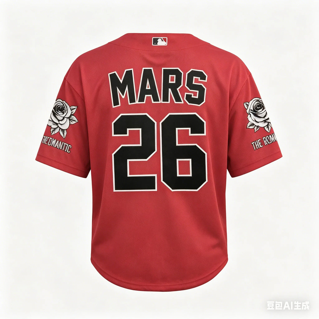 The Romantic Tour 2026 Baseball Jersey Bruno Mars Inspired Concert Tee Rose Print Casual T-shirt For Fans Kids Adults