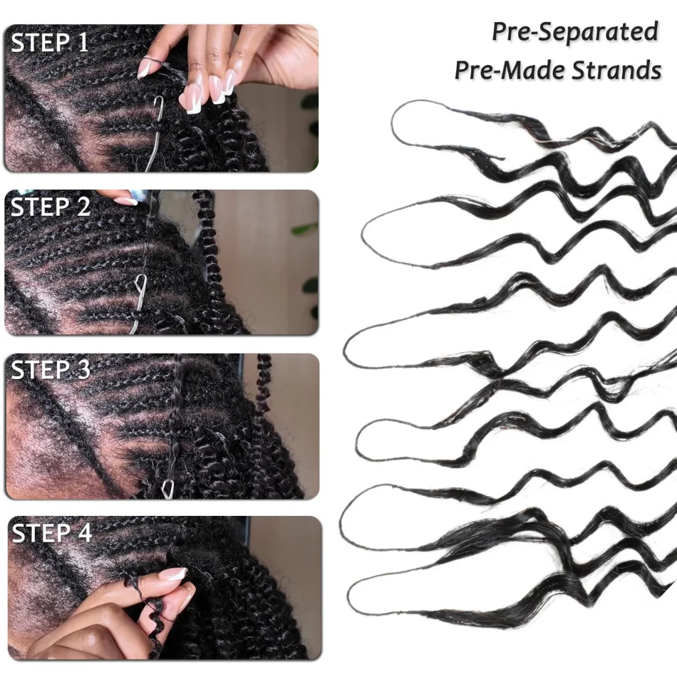Kinky Curly Crochet Human Hair Wigs 120G Feather Miracle Knots Knotless Invisible Pre Looped Burmese Curly Deep Wave Extensions