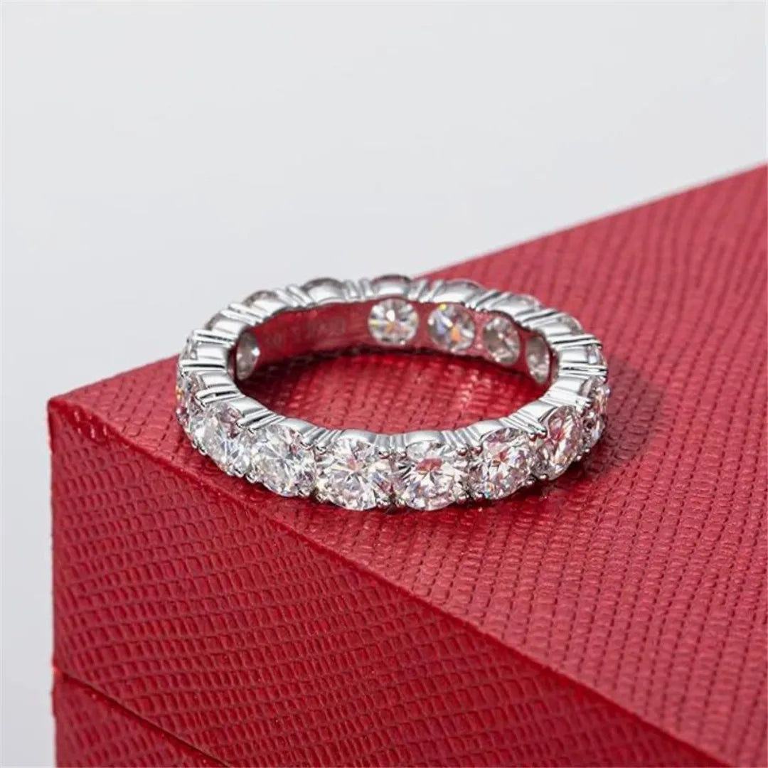 Eternity Ring, 4.5-5cttw D Color Lab Grown Created Diamond 14k Solid Real White Gold/Yellow Gold Eternity Wedding Band Ring for