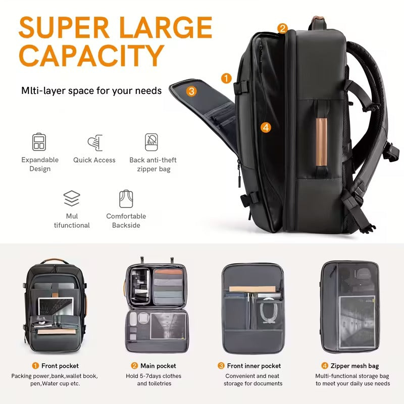 42L Travel Backpack with Laptop Compartment