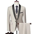 Mens Skinny 3-Piece Tuxedo Set Formal Suit (Beige)
