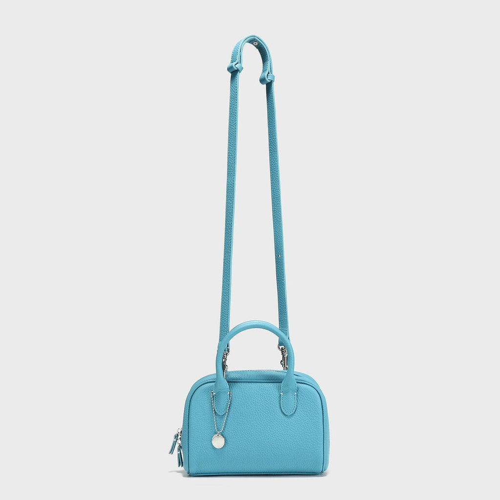 TOGO Leather Mini Bowling Top-Handle Bag – Structured Dome Satchel with Chain Charm