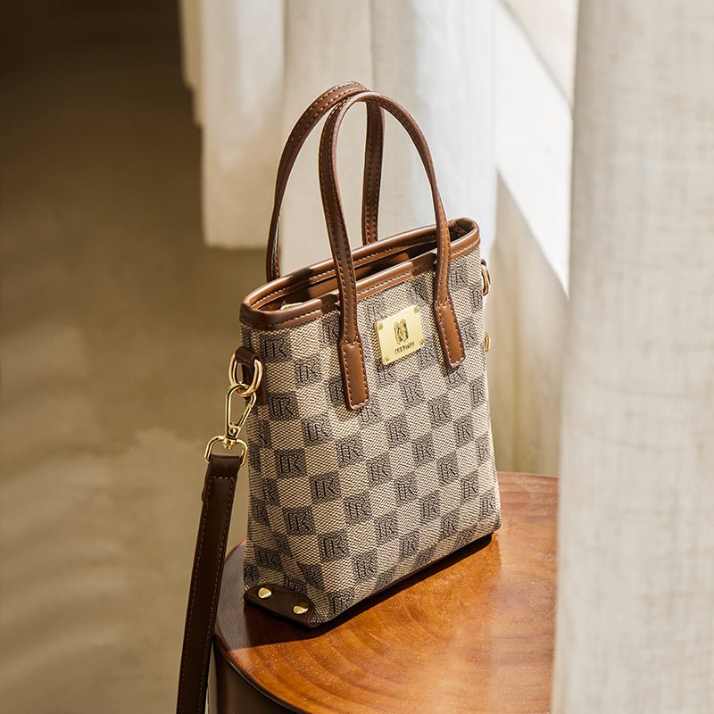 Vintage Khaki Monogram Mini Top Handle Crossbody Bag