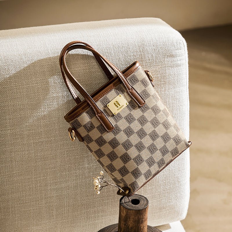 Vintage Khaki Monogram Mini Top Handle Crossbody Bag